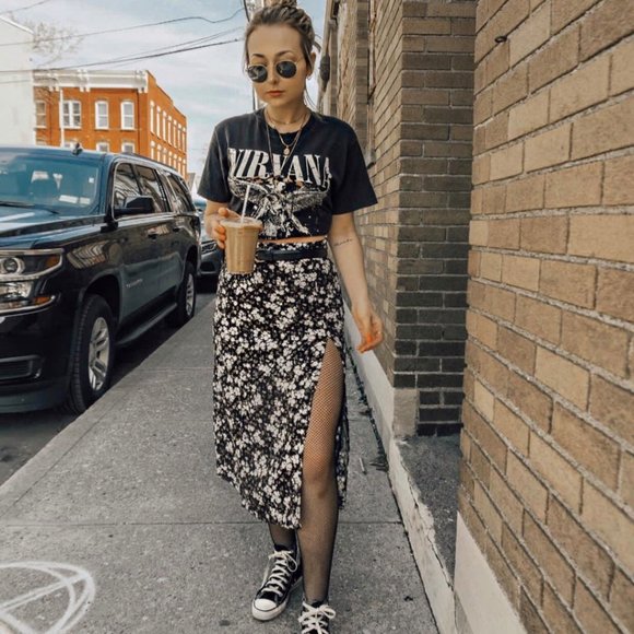 Small floral slit hip wrap skirt S M L XL - Picture 3 of 6